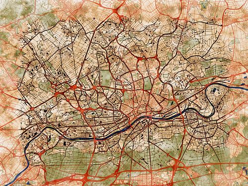 Karte von Frankfurt am Main groot im stil 'Serene Summer'