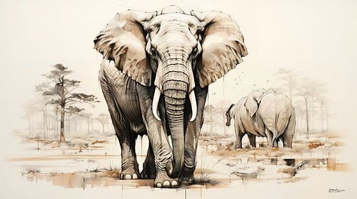pentekening van een olifant