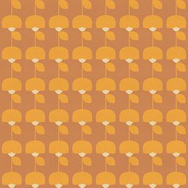 Retro-Muster aus der Mitte des Jahrhunderts in Gelb und Ocker von Dina Dankers