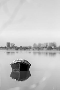 Ooijpolder in de winter | zwart-wit | Lensbaby van Gabry Zijlstra