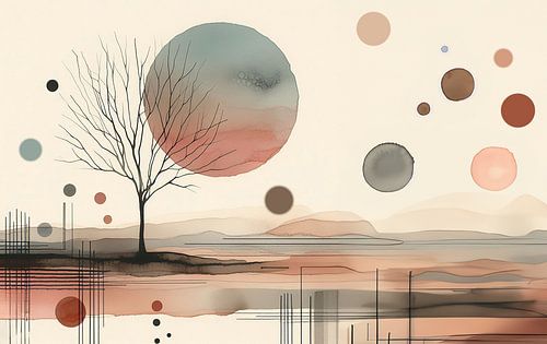 Boom in abstract landschap