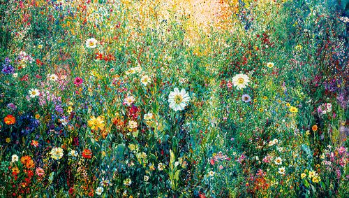 Bunte Blumenwiese voller Details - Mega Bloom von Arjen Roos