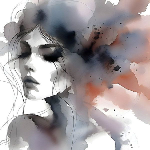 Watercolour female portrait by Jessica Berendsen