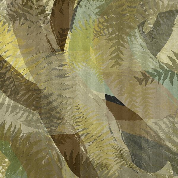 Wabi-sabi Blätter in Moosgrün von Abstrakte minimalistische Kunst