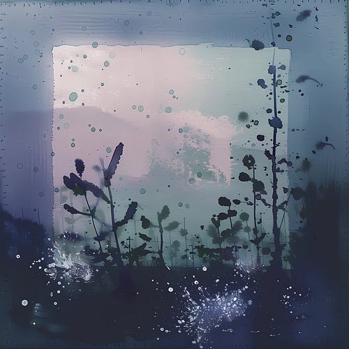 Seizoensgebonden natuur in bos, Digitaal schilderij