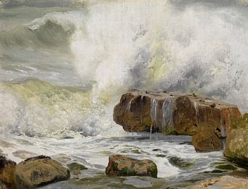 Rotsen in de zee aan de Normandische kust, Johann Wilhelm Schirmer