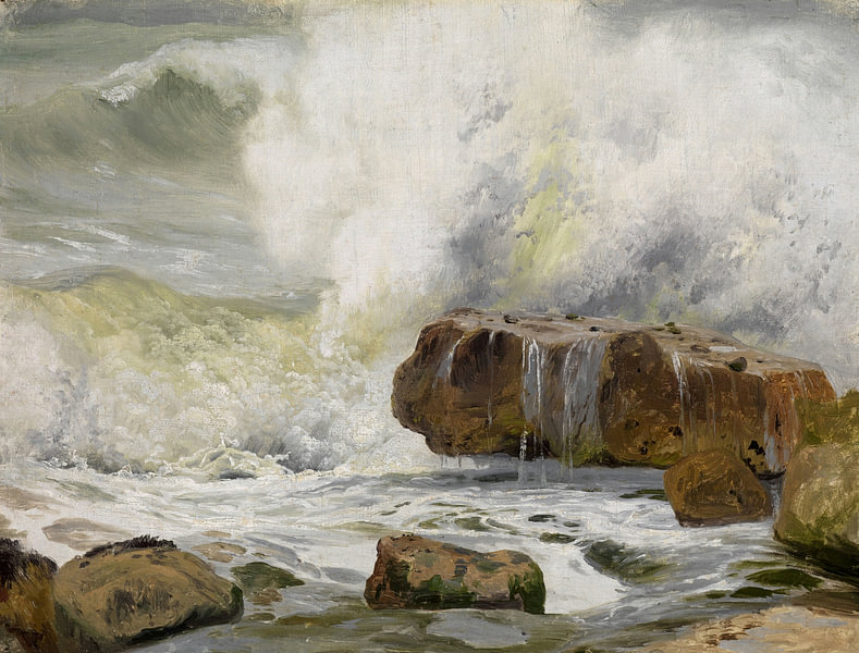 Rotsen in de zee aan de Normandische kust, Johann Wilhelm Schirmer op ...