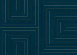 Gouden lijnen op donker blauw (modern abstract)  (gezien bij vtwonen) van Studio Malabar