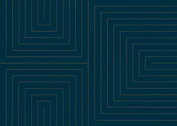 Gouden lijnen op donker blauw (modern abstract)  (gezien bij vtwonen)