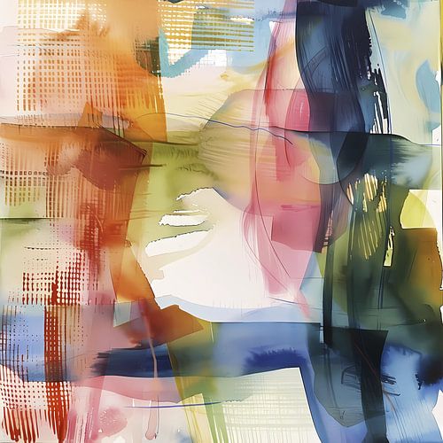 aquarel of inkt abstracte achtergrond op licht textiel
