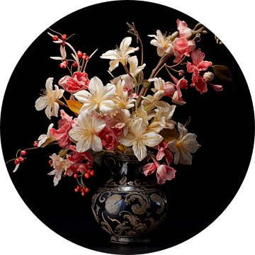 Vaas met bloemen zwart van TheXclusive Art