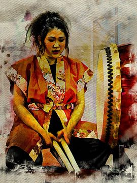 Vrouwelijke Japanse Drummer van Dorothy Berry-Lound