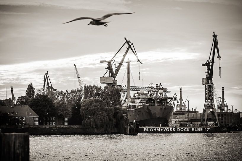 Port de Hambourg (noir et blanc) par Alexander Voss