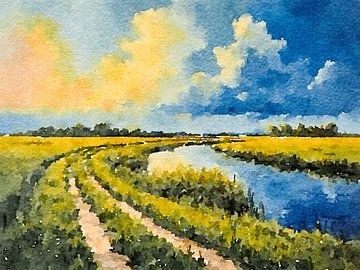Painting waterfront country road by The Photo Artist
