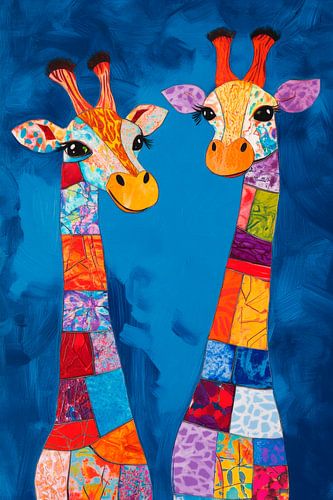 Colourful giraffe friends