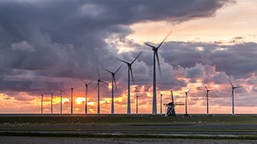 Mills at sunset by Koos de Wit