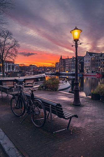 Lever de soleil sur l'Amstel sur Ernesto Schats