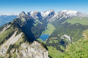 Massif des Alpes avec le lac Sämtiser au milieu