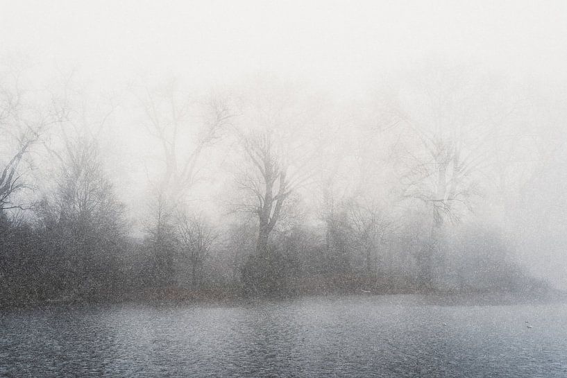 Neblige Winterlandschaft am Wasser von Imaginative