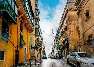 Malta Valetta city watercolor painting #malta by JBJart Justyna Jaszke