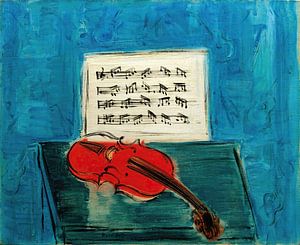 Raoul Dufy - Rote Violine auf blauem Grund (1946)