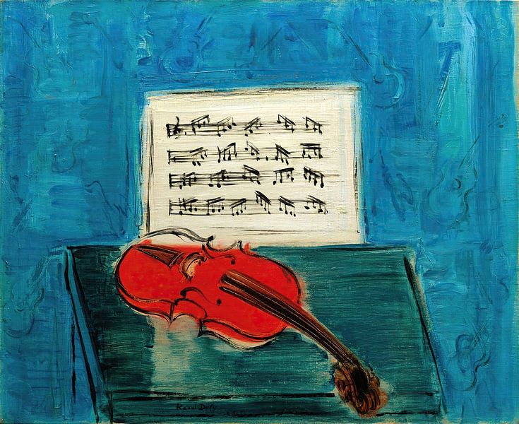 Raoul Dufy - Red violin on a blue background (1946) by Peter Balan