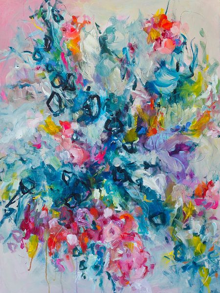 Out of my Mind - kleurrijk abstract schilderij van Qeimoy