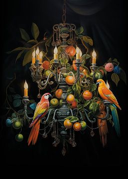 Barocke Pracht mit Vögeln und Früchten