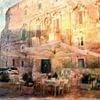 Pleintje monopoli , Italie . Aquarel techniek . van Saskia Dingemans