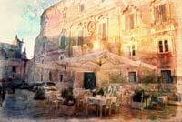 Petite place monopoli, Italie. Technique d'aquarelle .