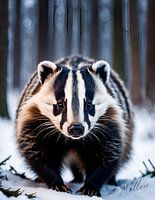 European Badger in the Winter