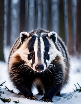 European Badger in the Winter by Mellow Art