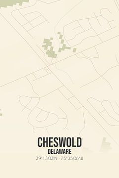 Vintage landkaart van Cheswold (Delaware), USA. van MijnStadsPoster