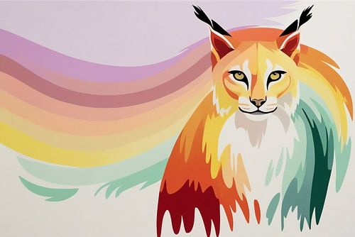 Lynx coloré avec des rayures arc-en-ciel